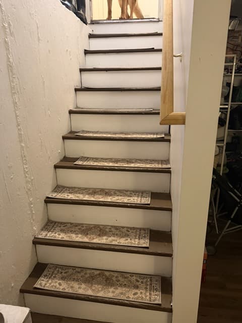 Before - Basement Stair Carpet Runner Installation